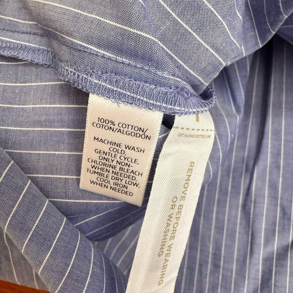 LOFT Ann Taylor The Softened Shirt Womens Medium Button Up Shirt Striped Cotton - Picture 7 of 7